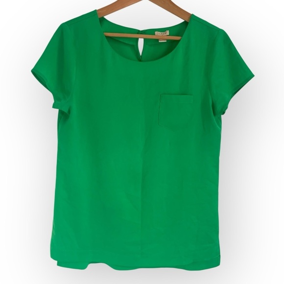 J.Crew Short Sleeve Blouse Kelly Green - Picture 1 of 4
